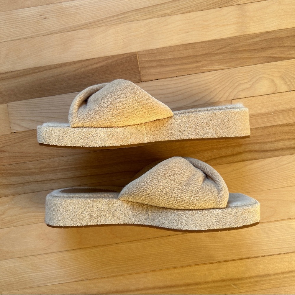 & Other Stories Beige Platform Terrycloth Slides Sandals Size 38 - Picture 6 of 11